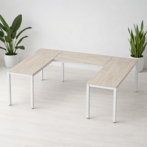 Escritorio en U Billydesk 180x240x180cm - encino-polar-blanco