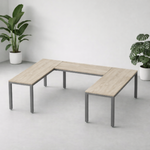 Escritorio en U Billydesk 180x240x180cm - Encino Polar-oxford