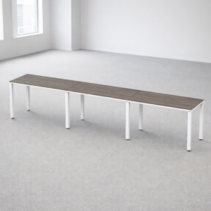 Escritorio Lineal Billydesk 360x60cm (3 personas) - Ceniza-Blanco