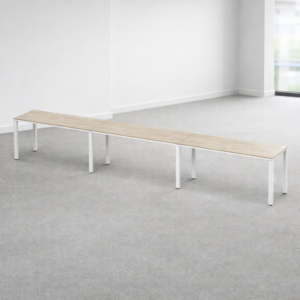 Escritorio Lineal Billydesk 450x60cm (3 personas) - Encino polar-Blanco