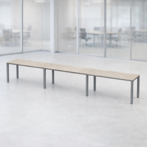 Escritorio Lineal Billydesk 450x60cm (3 personas) - Encino Polar-Oxford