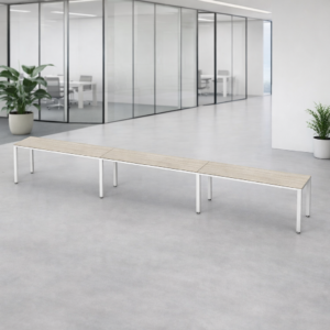 Escritorio Lineal Billydesk 540x60cm (3 personas) - Encino polar-Blanco