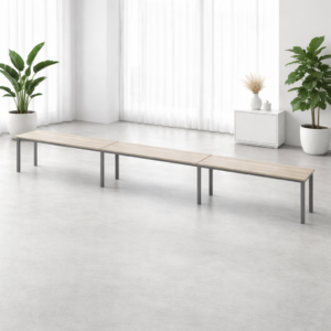 Escritorio Lineal Billydesk 540x60cm (3 personas) - Encino Polar-Oxford