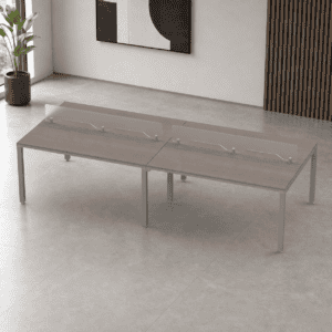 Configuración Telemarketing Billydesk para 4 personas 300x120cm - Ceniza-oxford