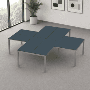 Mesa de oficina modular para espacios de trabajo colaborativos y modernos.