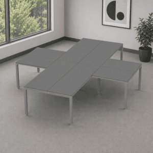 Mesa de oficina moderna con diseño funcional y elegante.