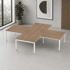 Mesa de oficina modular moderna para espacios de trabajo colaborativos.