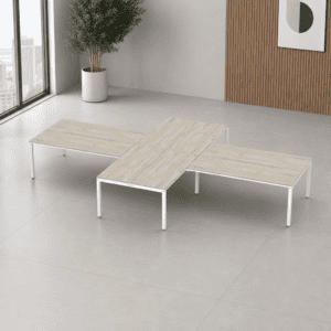 Escritorio en X Billydesk 480x300cm - encino-polar-blanco