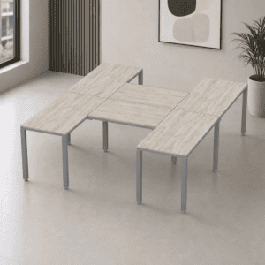 Escritorio en H Billydesk 240x210cm - Encino Polar-oxford
