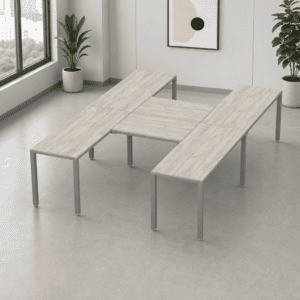 Escritorio en H Billydesk 300x210cm - Encino Polar-oxford