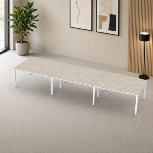 Sala de Juntas 14 personas Billydesk 450x120cm - encino-polar-blanco