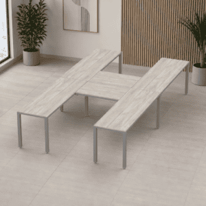 Escritorio en H Billydesk 360x210cm - Encino Polar-Oxford