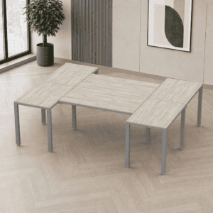 Escritorio en H Billydesk 180x240cm - Encino Polar-Oxford