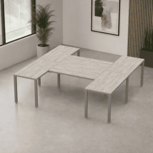 Escritorio en H Billydesk 240x240cm - Encino Polar-Oxford
