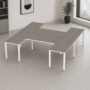 Escritorio en H Billydesk 300x240cm - Ceniza-blanco