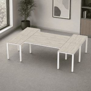 Escritorio en H Billydesk 180x270cm - Encino-Polar-Blanco