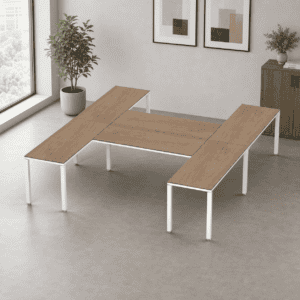 Escritorio en H Billydesk 300x270cm - Monarca-Blanco