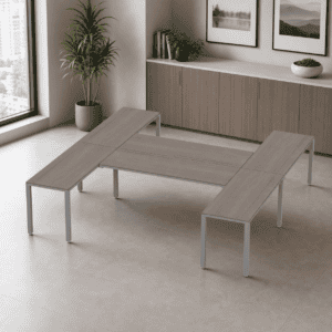Escritorio en H Billydesk 300x300cm - Ceniza-Oxford